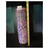 ART GLASS CYLINDRICAL VASE, LAVENDER AND BLUE