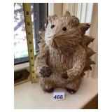 STRAW AND BURLAP HEDGEHOG FIGURINE, DECORATIVE
