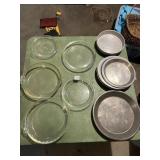 BAKE KING ALUMINUM PIE PANS, GLASS PIE PLATES W/