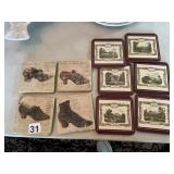 STONE COASTERS W/ SHOE PRINTS (4), DECORATIVE