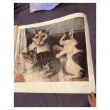 HEDGEROW HOUSE INC. CAT AND KITTENS PRINT, CIRCA