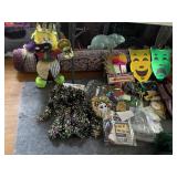 MARDI GRAS DECORATION LOT, JESTER PINATA, MASKS,