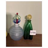 ART GLASS PERFUME BOTTLES, VARIOUS SHAPES AND