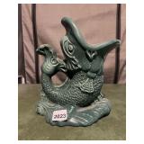 VTG CERAMIC FISH PITCHER, GREEN GLAZE.