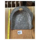 VTG METAL CRUMB TRAY W/ EMBOSSED TAVERN SCENE,