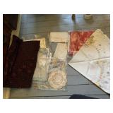 VTG EMBROIDERED LINENS, DOILIES, CROCHETED