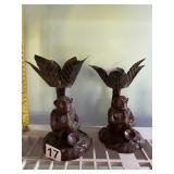 METAL MONKEY CANDLE HOLDERS, LEAF DESIGN, PR.