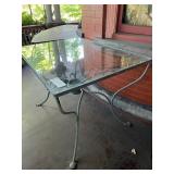 METAL DINING CHAIRS (4) W/ TOILE FABRIC & TABLE