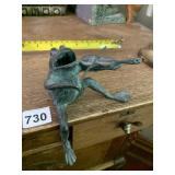 BRONZE FROG FIGURINE, VIOLINIST, VERDIGRIS