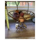 METAL FOOTED BASKET W/ ASSORTED DECORATIVE