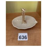 GIRAFFE DESIGN TRINKET DISH, GOLD ACCENTS,