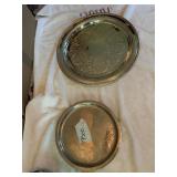 VTG SILVER-PLATE SERVING TRAYS, ROUND, EMBOSSED