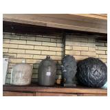 VTG STONEWARE JUGS (2), CAST STONE PINEAPPLE