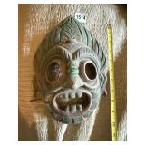 VTG HAND-CARVED WOODEN MASK, PAINTED DETAILS,