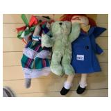 VTG PLUSH TOYS, INCLUDES RAGGEDY ANN STYLE DOLL,