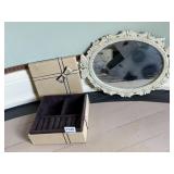 JEWELRY BOX W/ BOW DETAIL, VTG STYLE OVAL