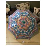 VTG CHILDREN'S UMBRELLA, BLUE W/ PINK RABBIT AND