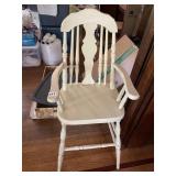 VTG PAINTED WOODEN SPINDLE BACK ARMCHAIR, CREAM