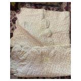 FLORAL PRINT QUILTED BEDSPREADS (2), SCALLOPED