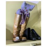 FRYE LEATHER KNEE-HIGH BOOTS, SIZE 6B, MADE IN
