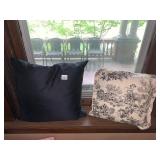 DECORATIVE THROW PILLOWS, ONE SOLID BLACK, ONE