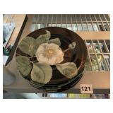 FITZ AND FLOYD MOON FLOWER PORCELAIN PLATES (4).