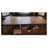 VTG OAK DROP-LEAF DINING TABLE, TURNED LEGS,