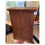 WOODEN DOLL ARMOIRE W/ HANGING ROD, INTERIOR