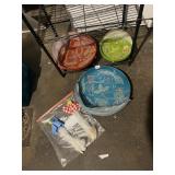 DECORATIVE WOVEN TRAYS W/ MESH COVERS (3), FISH