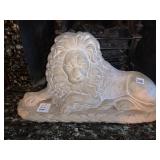 PLASTER LION STATUE, RECLINING POSE, DECORATIVE