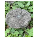 CONCRETE BIRD BATH, FLOWER SHAPE BOWL, PEDESTAL