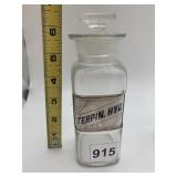 VINTAGE APOTHECARY BOTTLE W/ GLASS STOPPER,