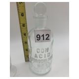 VINTAGE CLEAR GLASS REAGENT BOTTLE, GROUND GLASS