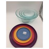 PYREX NESTING MIXING BOWL SET, RIBBED GLASS,