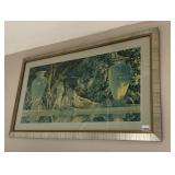 VINTAGE MAXFIELD PARRISH PRINT, GARDEN SCENE W/