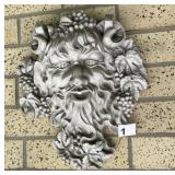 VTG STYLE CAST STONE WALL PLAQUE, GREEN MAN