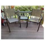 PATIO BISTRO SET, METAL FRAMES, MESH SEATING,