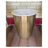 CYLINDRICAL SIDE TABLE W/ BRASS FINISH METAL BASE