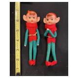 VTG CHRISTMAS ELF DOLLS (2), FELT CLOTHING,