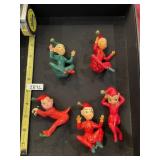 VTG PLASTIC ELF FIGURINES (4), HONG KONG.