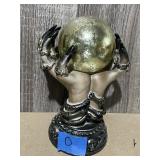 HALLOWEEN DECOR, CRYSTAL BALL HELD BY SKELETON