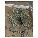 IRIDESCENT CRYSTAL ORNAMENTS W/ HANGERS.