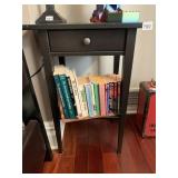 BLACK WOODEN SIDE TABLE, SINGLE DRAWER, LOWER