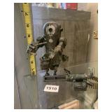 THREEA ROBOT FIGURE, SPADE EMBLEM, WEATHERED