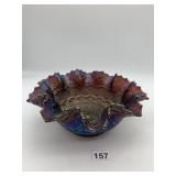 CARNIVAL GLASS BOWL, IRIDESCENT PURPLE FINISH,