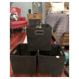 COLLAPSIBLE FABRIC STORAGE BINS W/ METAL HANDLES