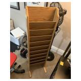 WOODEN MAGAZINE RACK, FREESTANDING, MULTI-TIERED