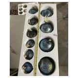 VTG STYLE BLUE GLASS CHRISTMAS ORNAMENTS W/