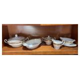 NORITAKE CHINA SERVING SET, GOLD TRIM, FLORAL
