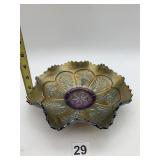 FENTON CARNIVAL GLASS BOWL, PEACOCK AND GRAPE